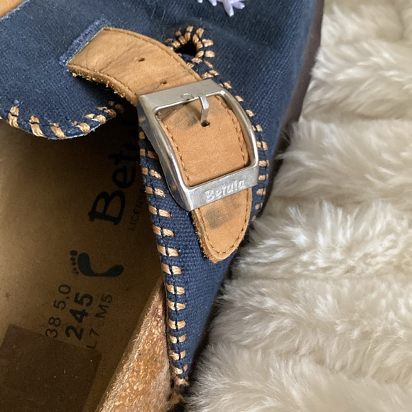 Blue floral embroidered Birkenstock clogs 38 - Picture 7 of 16